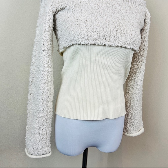 3.1 PHILLIP LIM Off The Shoulder Boucle Pullover Sweater MEDIUM Wool Fuzzy NWT - Picture 5 of 9
